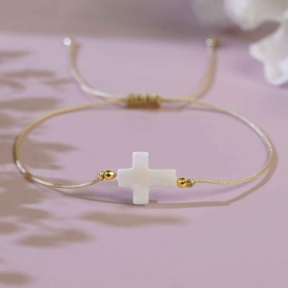 Bohemian Women's Bracelet Shell Cross Charm for Easter